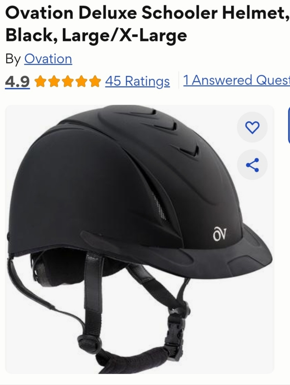 Ovation Matte Black Riding Helmet